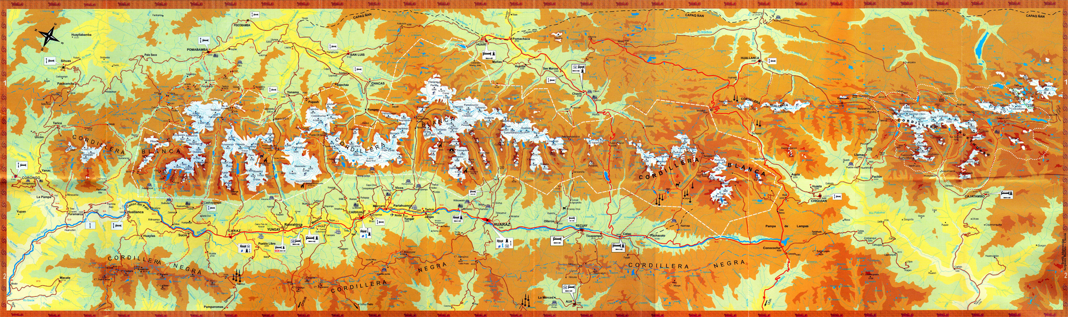 Mapa Cordillera Blanca y Huayhuash